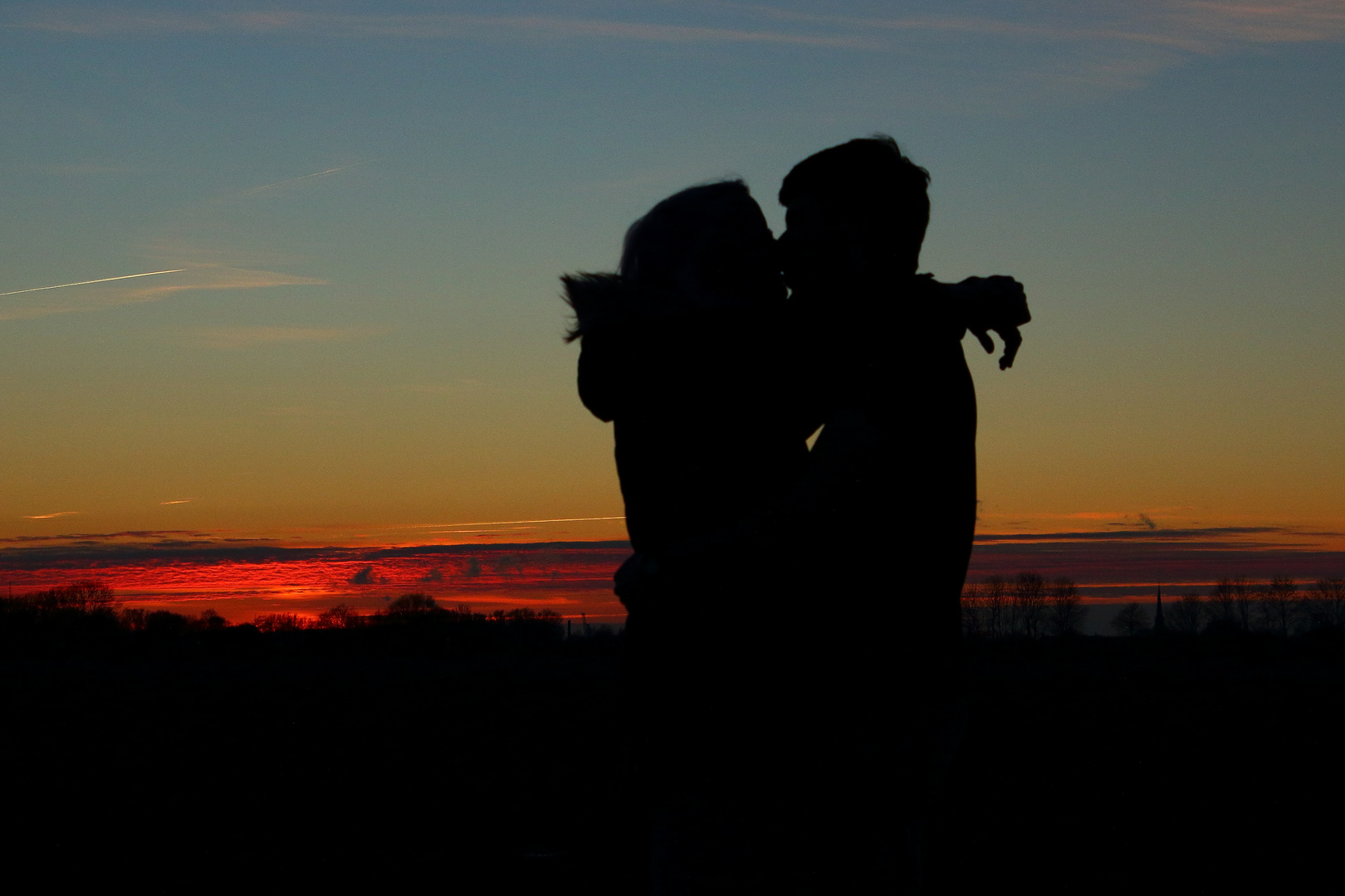 Silhouette vor dem Sonnenuntergang