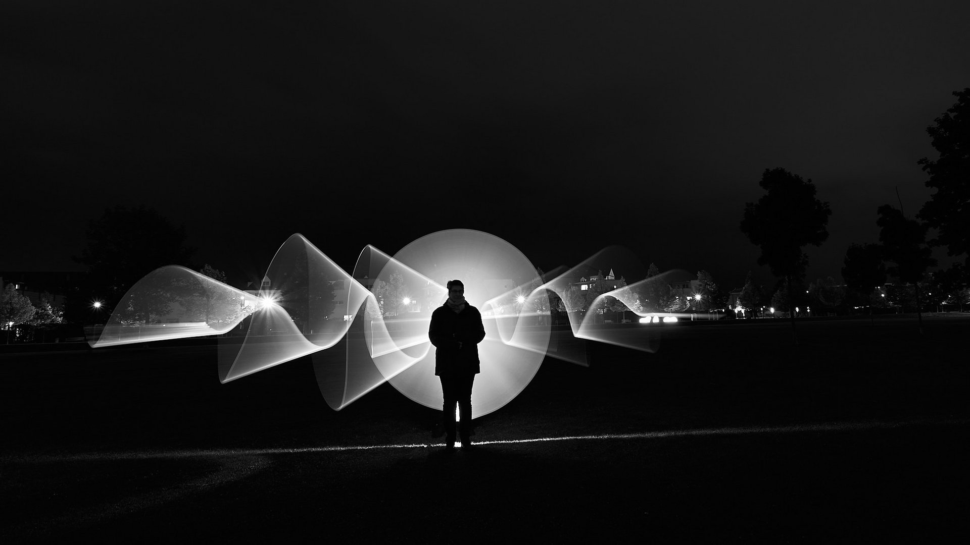 Silhouetten Light Painting  im Park