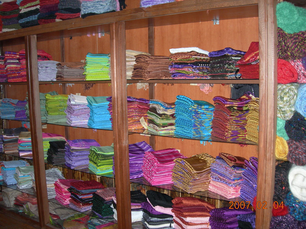 silk scarfs on the shelves