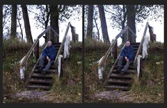 Silke auf der Strandtreppe beim 3D-Treff in Lubmin 2006