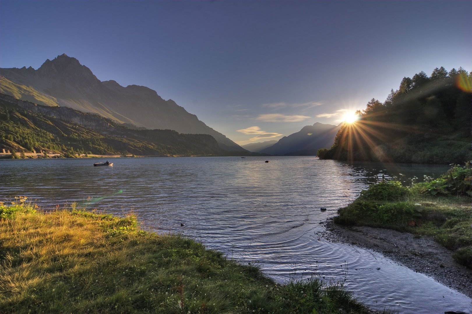 Silser See (Engadin) am Morgen