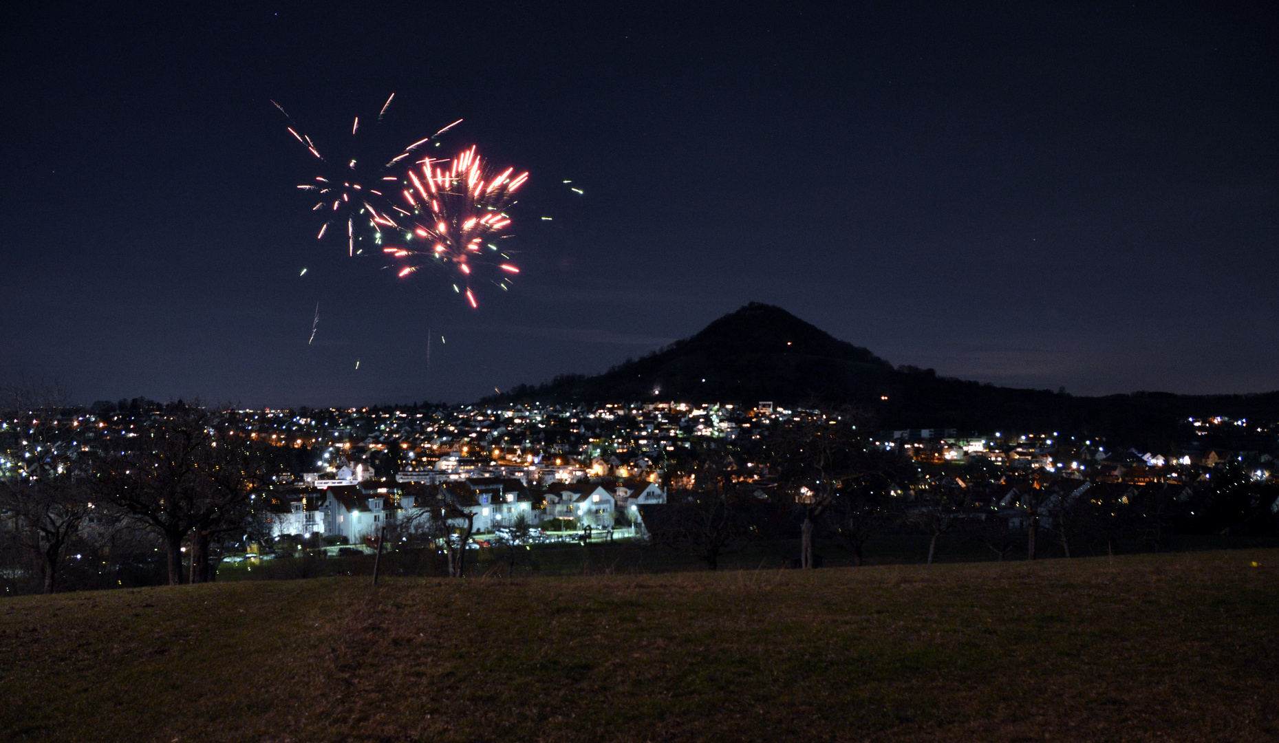 Silvester 2013 in Eningen mit Achlam im Hintergrund