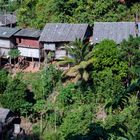 Simple huts at the hill slope