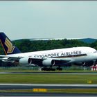 Singapore Airlines Airbus A 380 im Landeanflug auf Singapore Changi