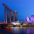 Singapore, Marina Bay Sands with Helix Bridge and Skyline