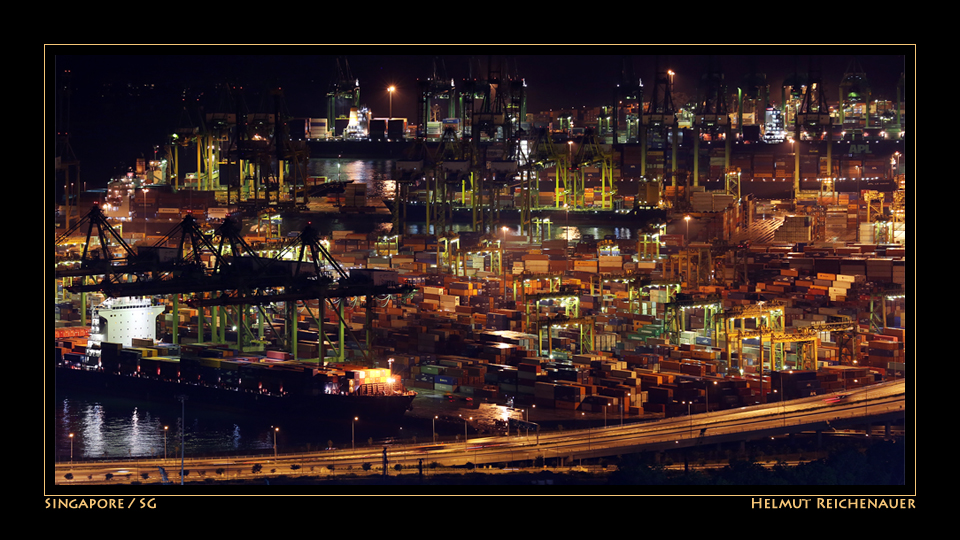 Singapore Night Impressions IX, Container Terminal, Singapore / SG