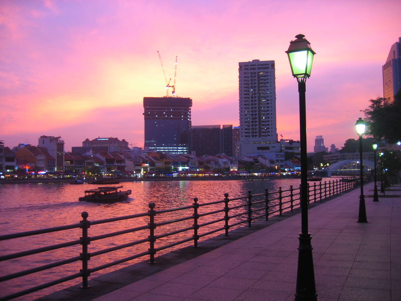 Singapore River at sunset