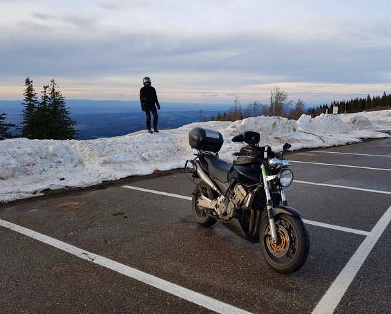 Single Motorcycle on the kandel December 2017