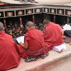 Sitting on the sill looking down into the Jokhang temple yard