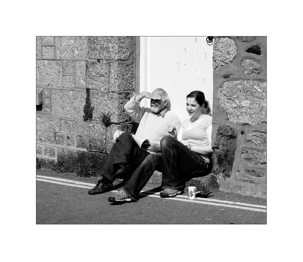 sitting on the street