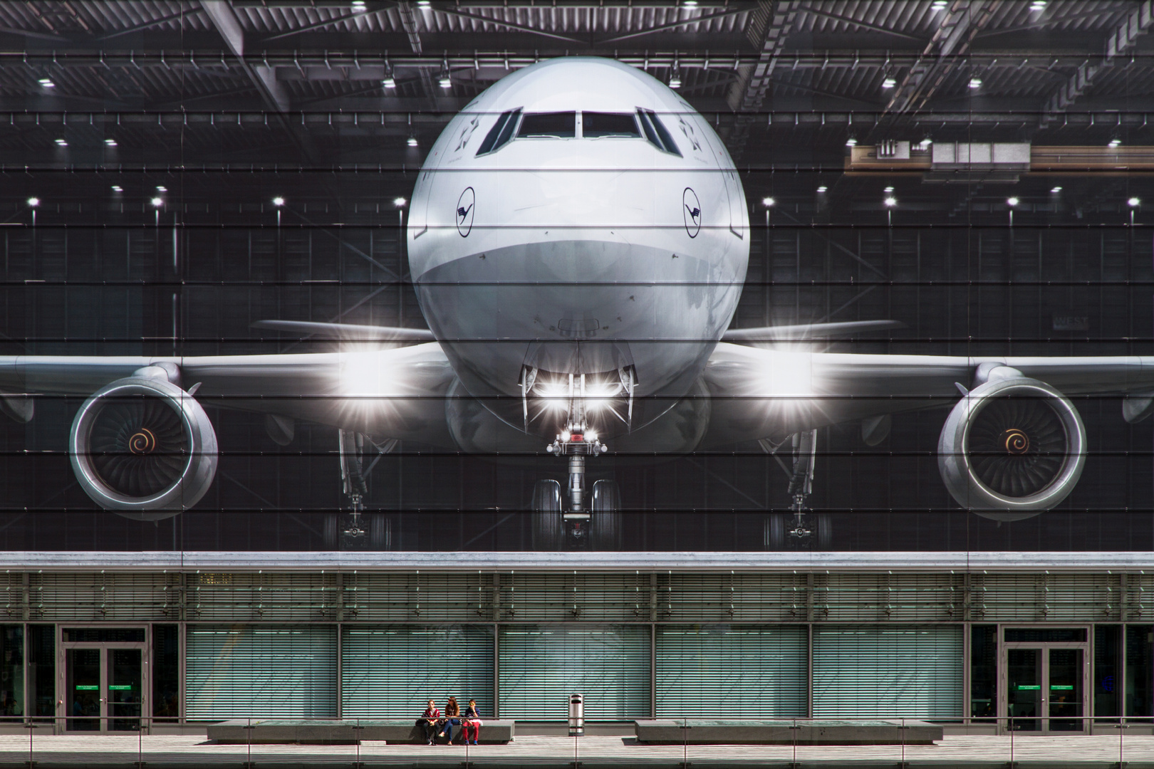 sitting under a plane