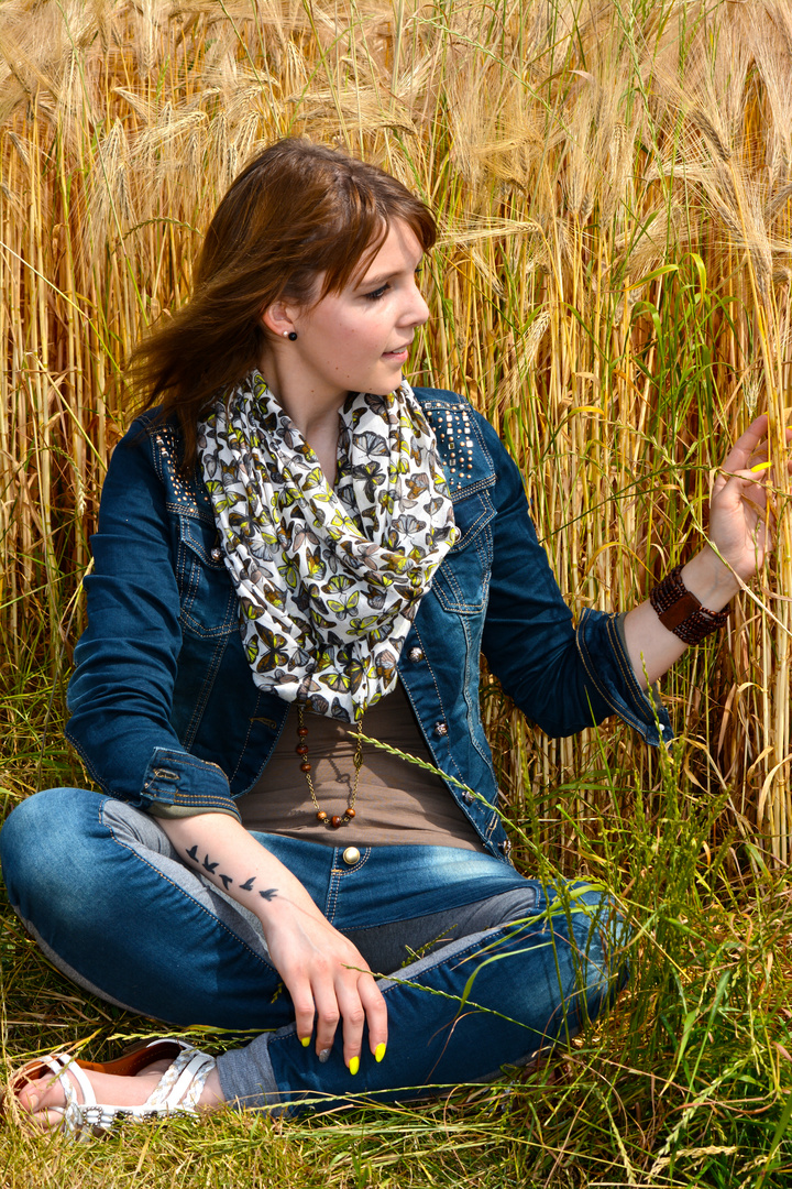 Sitzen im Kornfeld