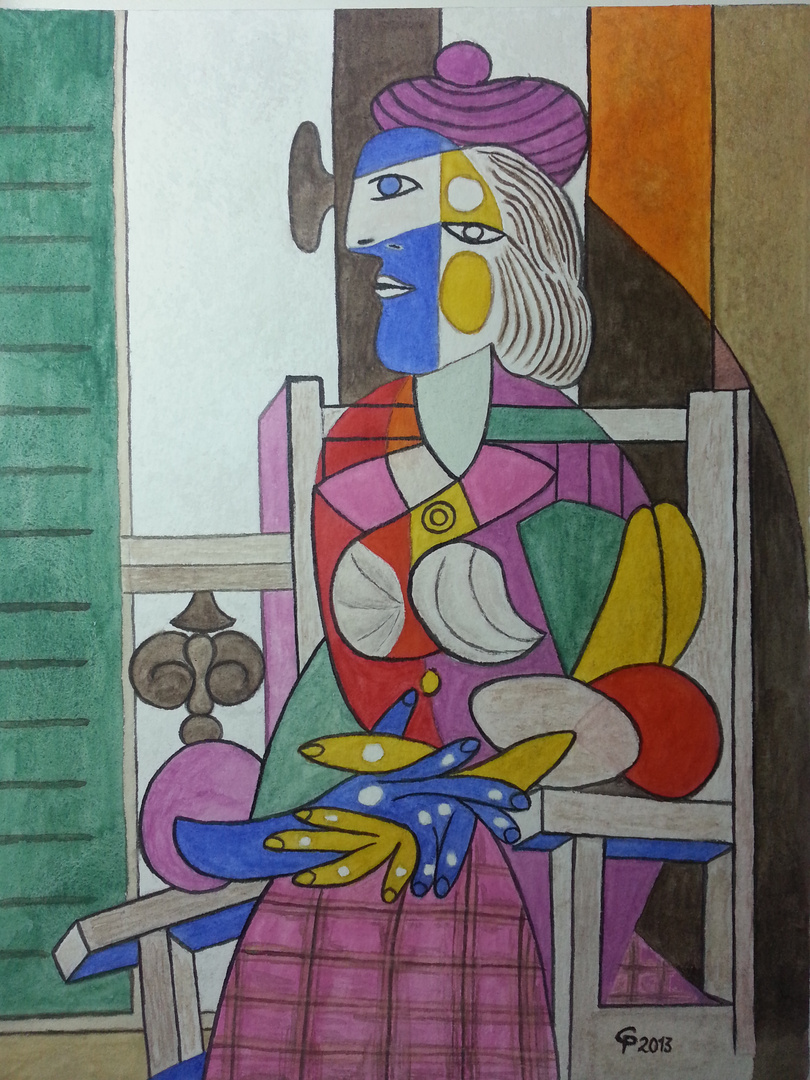 Sitzende Frau vor dem Fenster (nach Pablo Picasso)