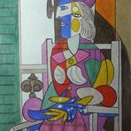 Sitzende Frau vor dem Fenster (nach Pablo Picasso)