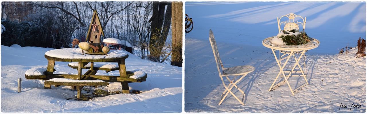 Sitzgelegenheiten im Freien.