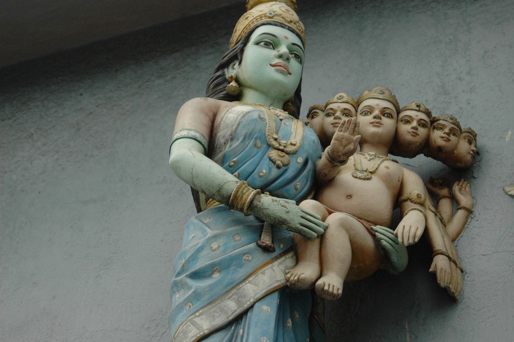 SIX HINDU BABIES WITH THEIR MOM