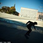 Skateboarder in the town centre of Tallinn, Estonia