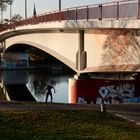 Skater on Board im Abendlicht