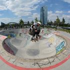 Skaterpark im Hafenpark vor der EZB in Frankfurt (Ostend)