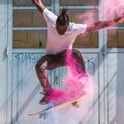 Skating with Holi Powder