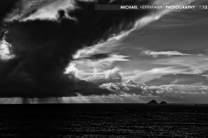 Skelligs and storm clouds