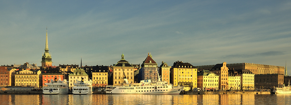 Skeppsbron in central Stockholm at sunrise