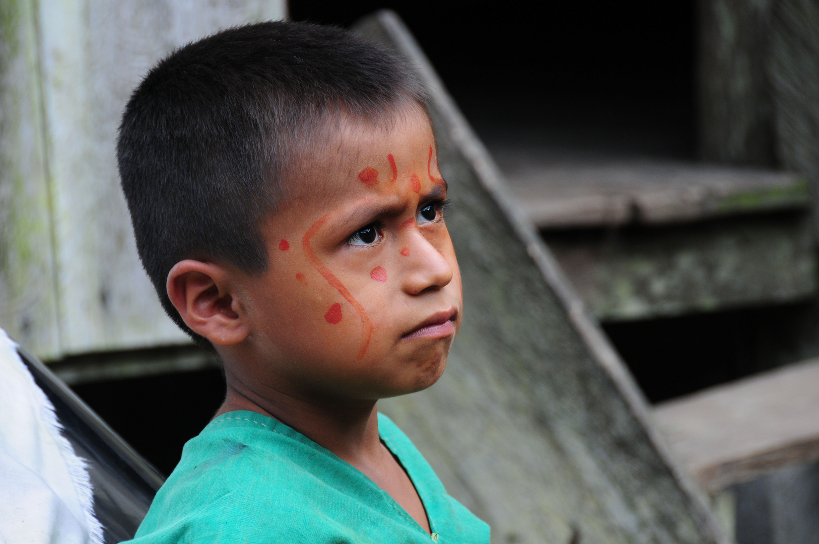 Skeptical Boy - Cofan Tribe, Cuyabeno, Ecuador