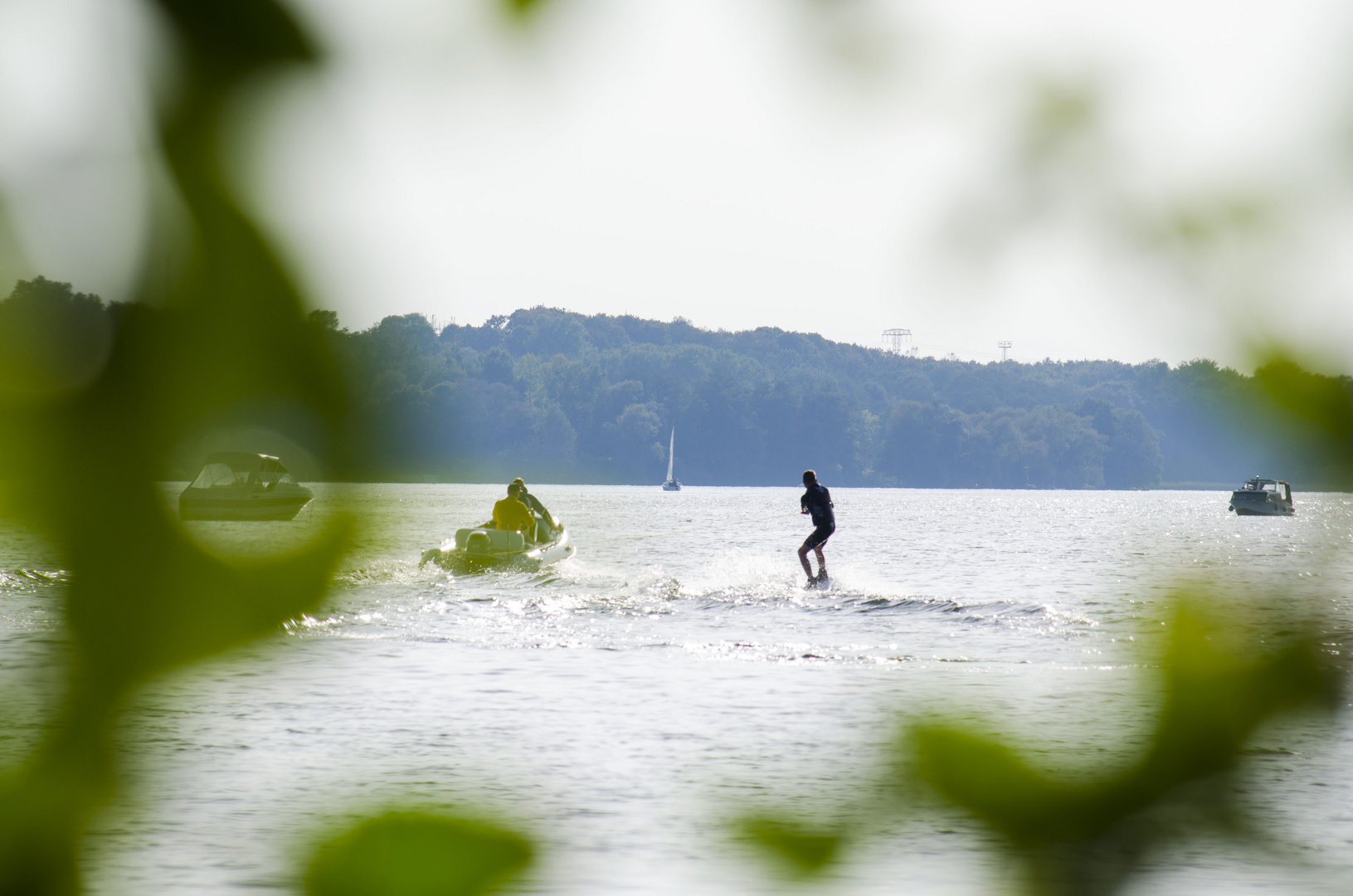 Skier at lake