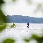 Skier at lake