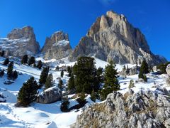 Skifahren unten Langkofel