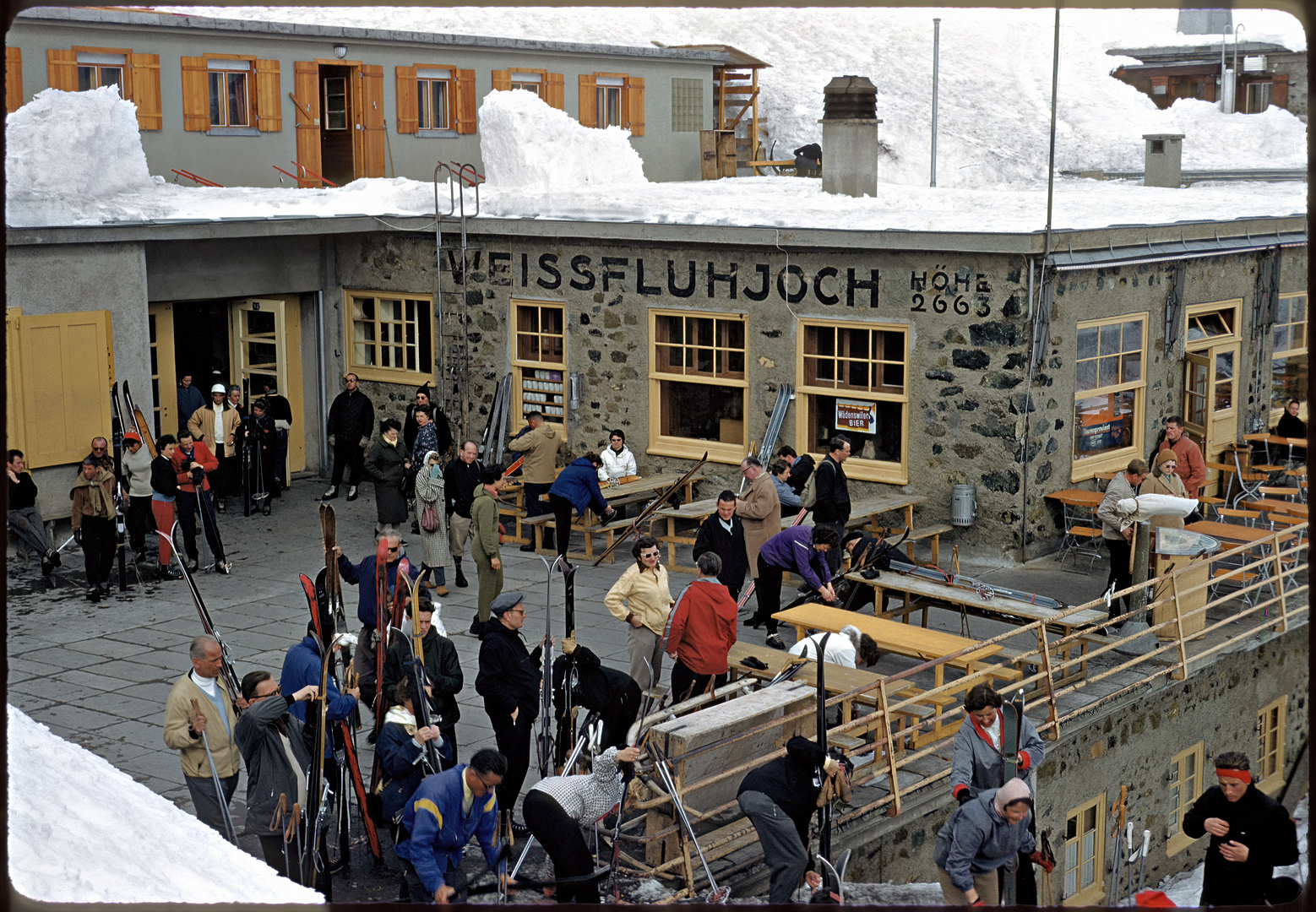 Skifahrn am Weissfluhjoch März 1959 auf Kodachrome