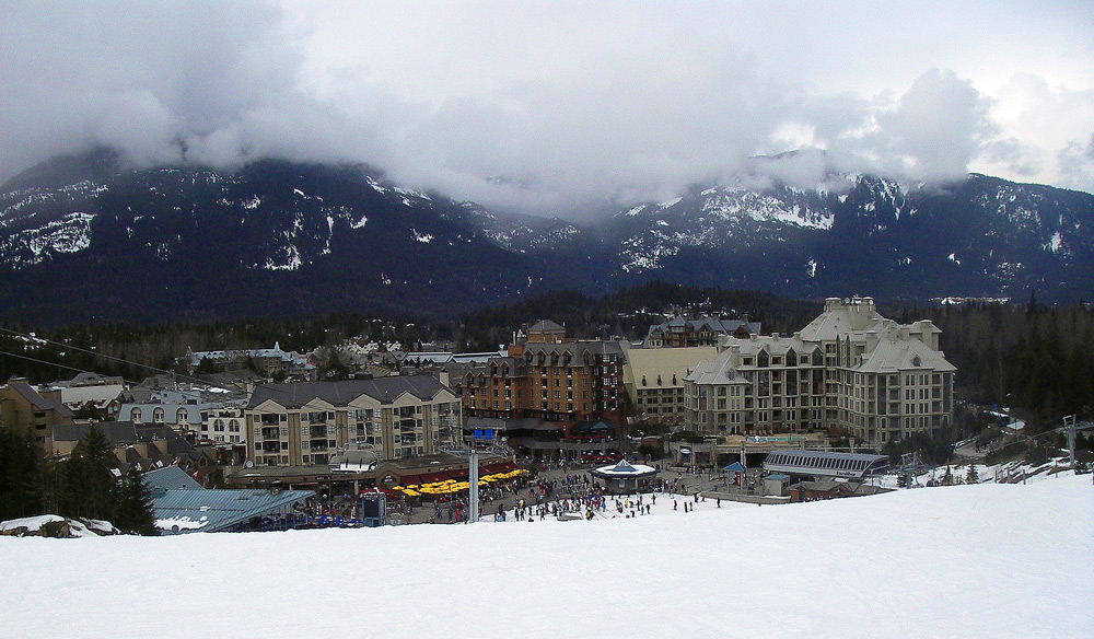 Skiing into Whistler