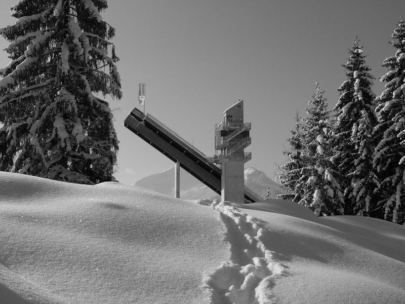 Skisprungschanze Oberstdorf mal anders s/w! Keine RTL-Perspektive! :-)