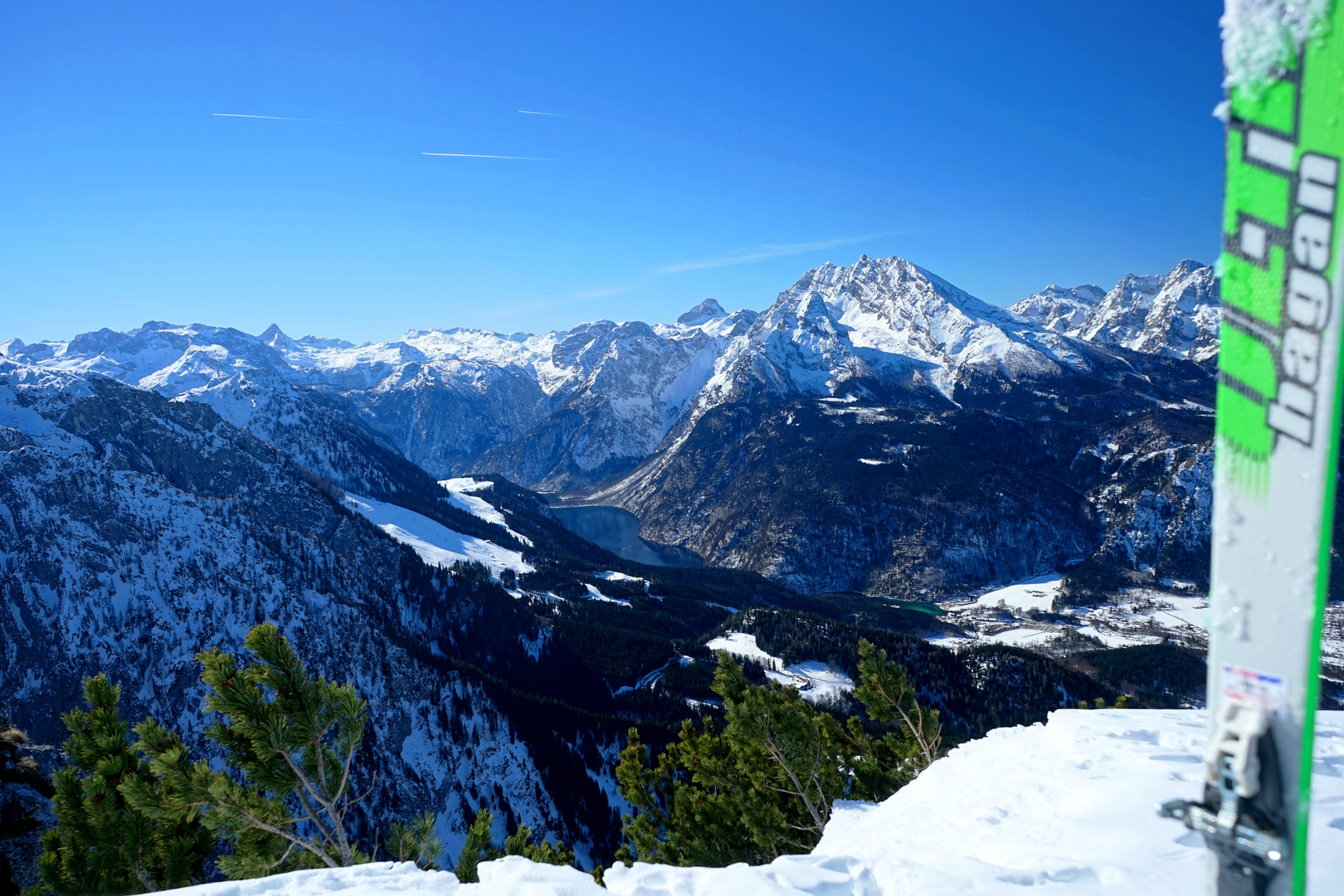 Skitour Kehlstein, Blick zum Watzmann und Königssee