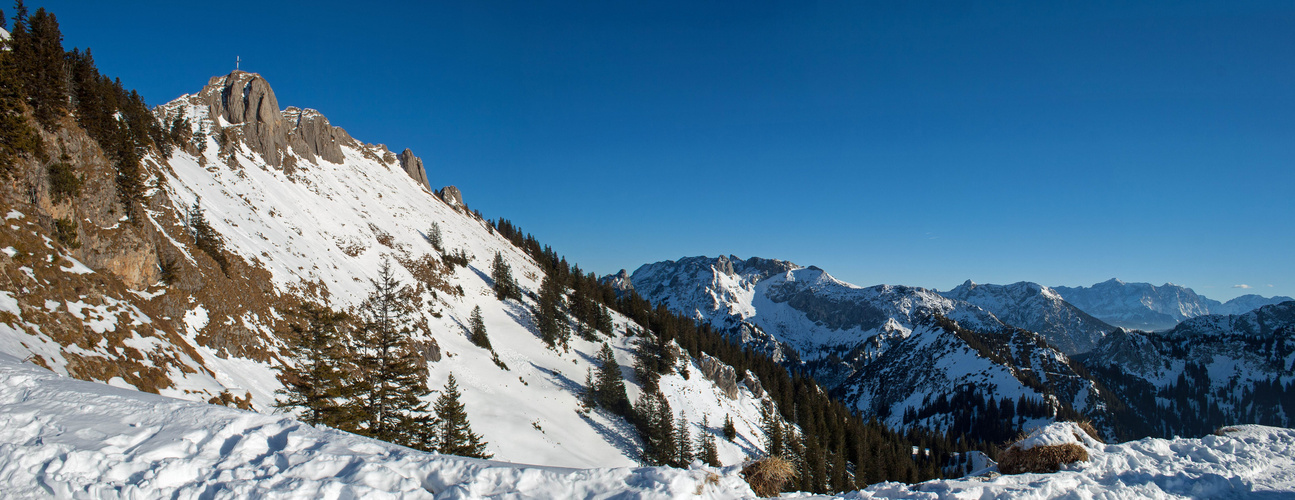 Skitour Tegelberg-Panoramablick zur Zugspitze