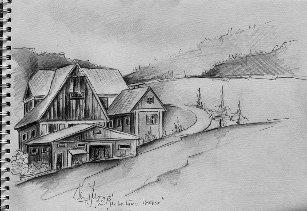 Skizze Bauernhof H.,Rachau Foto & Bild | grafik, zeichnen