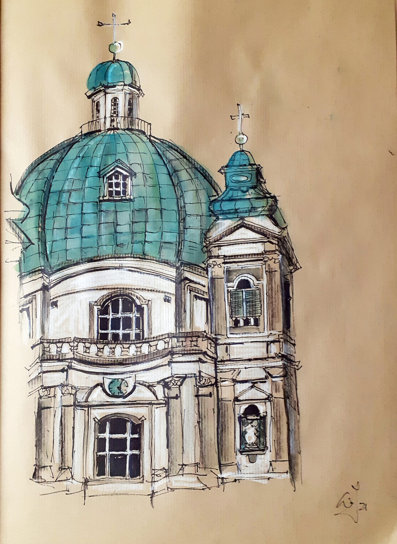 Skizze Teilansicht Peterskirche ,Wien