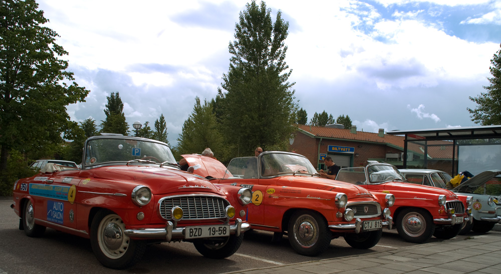 Skoda Oldtimer auf einer Rallye in Schweden