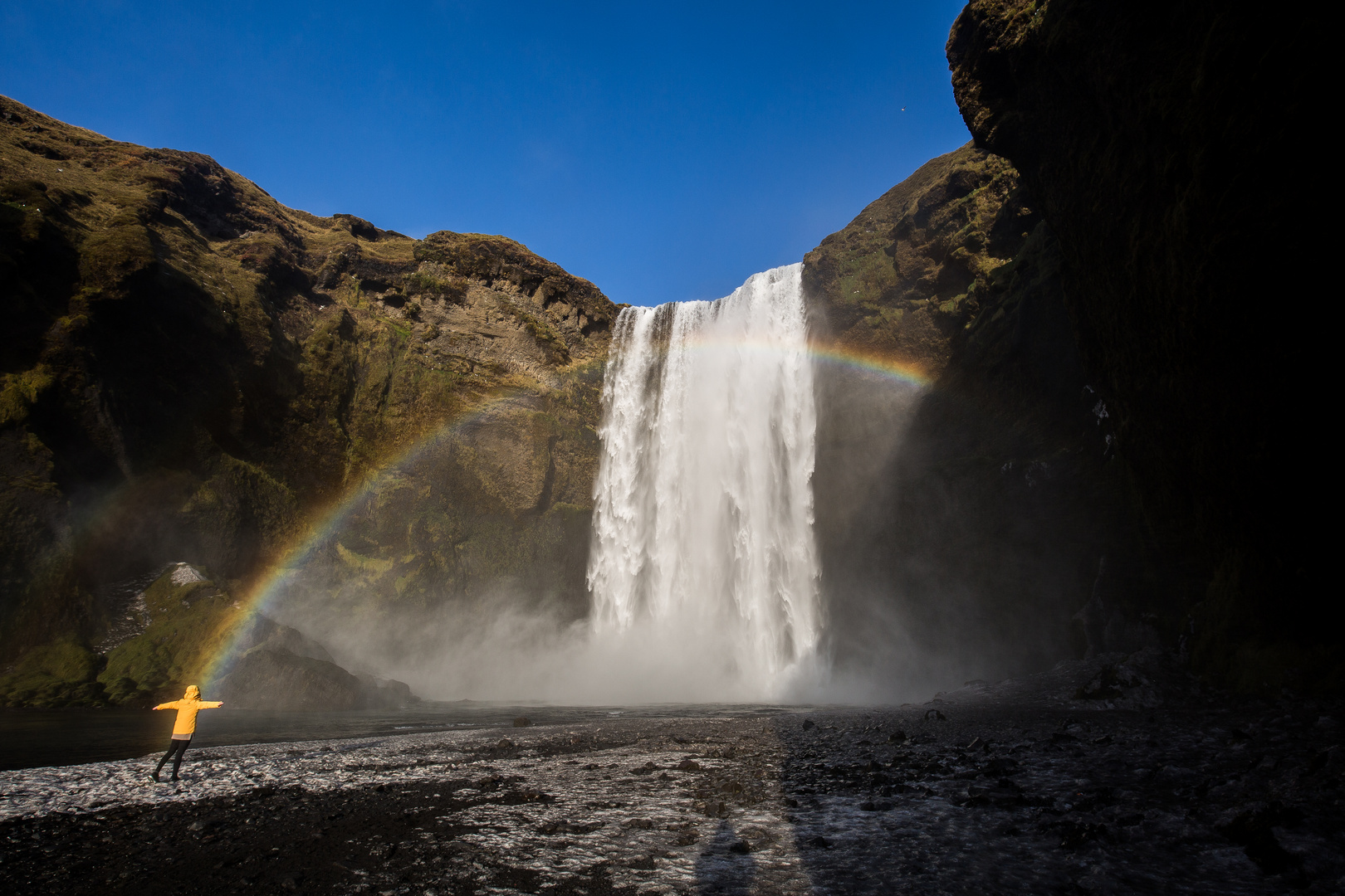 Skogafoss mit Regenbogen