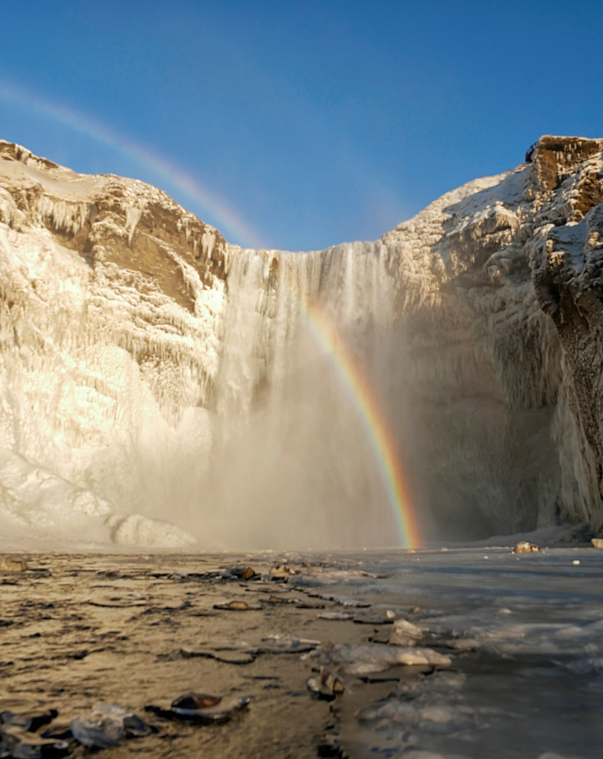 Skogafoss mit Regenbogen