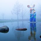 Skulptur im Nebel Ulm