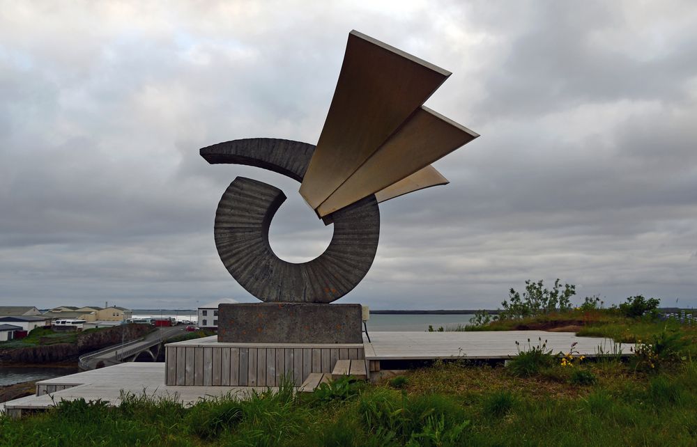 Skulptur in Borgarnes am Borgarfjördur in Islands Westen