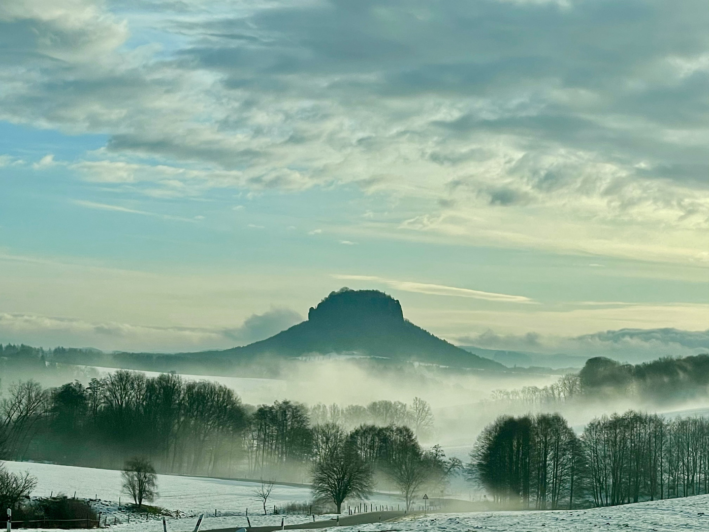 SKY, FOG and a MOUNTAIN