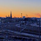 Skyline Gera im klirrend kalt-schönem Morgenrot 