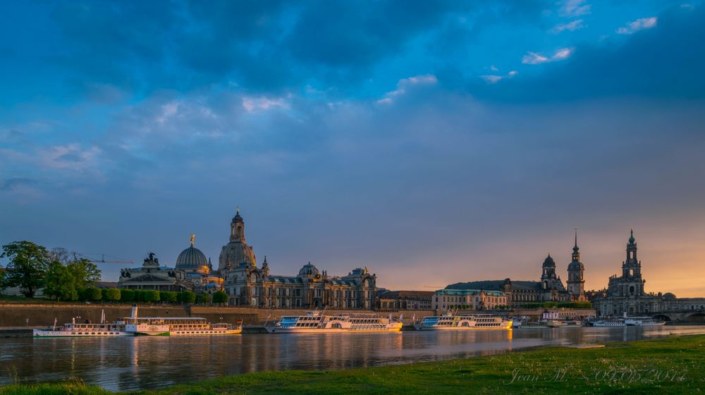 Skyline of Dresden at Sunset