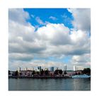 Skyline of Rotterdam behind the Noordereiland