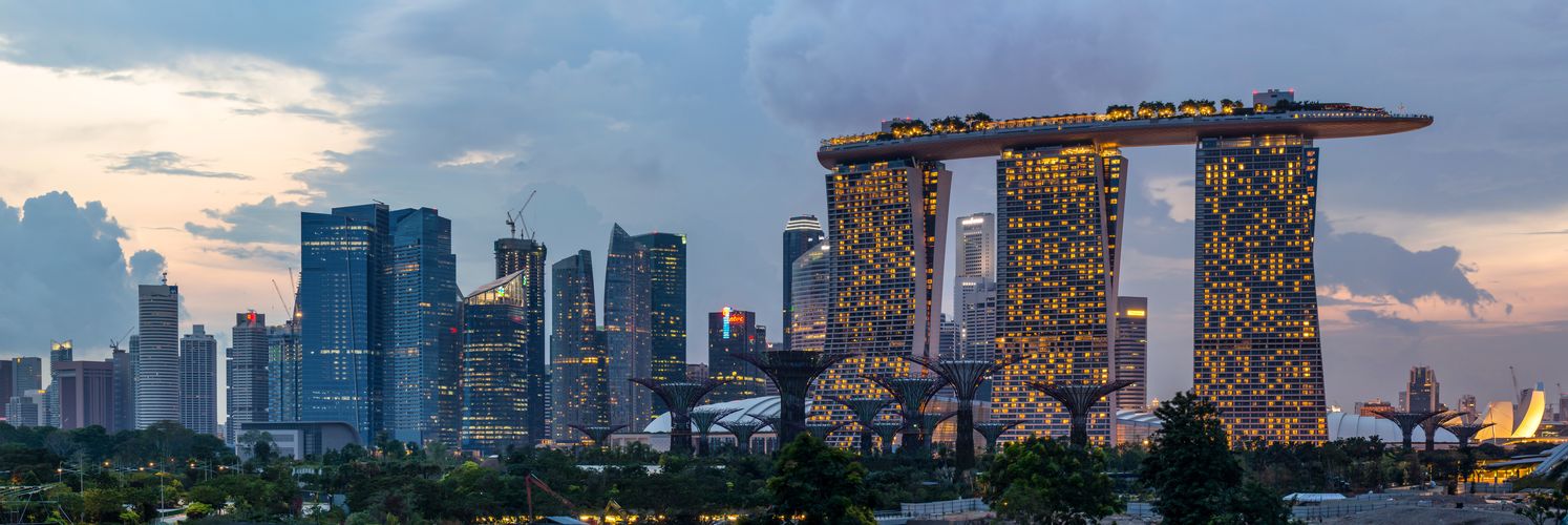 Skyline Singapur von Marina Barrage