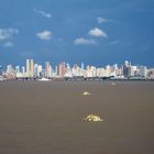 Skyline von Belem in Brasilien mit gelben Tenderbooten