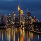 Skyline von Frankfurt am Abend am14.08.2013