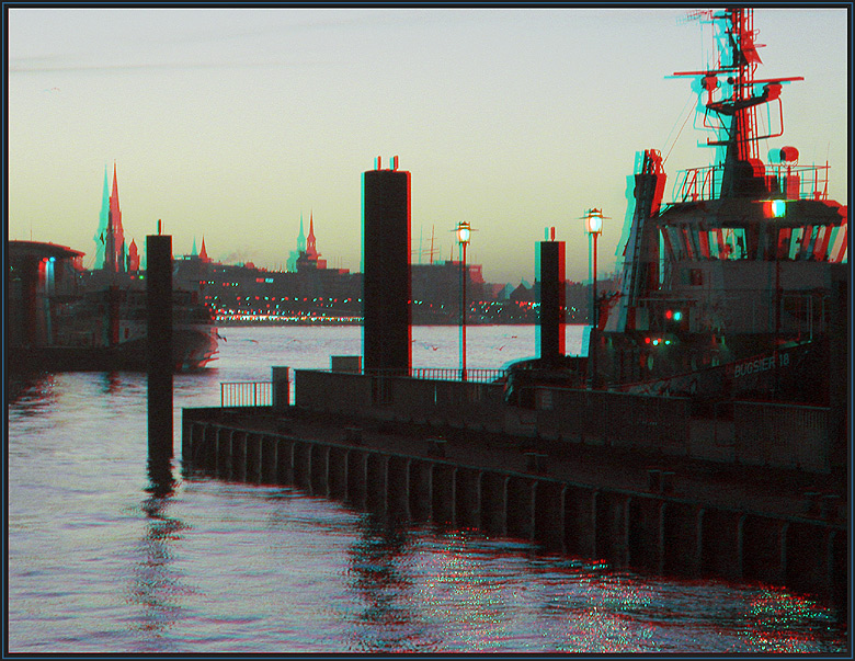 Skyline von Hamburg -Anaglyph